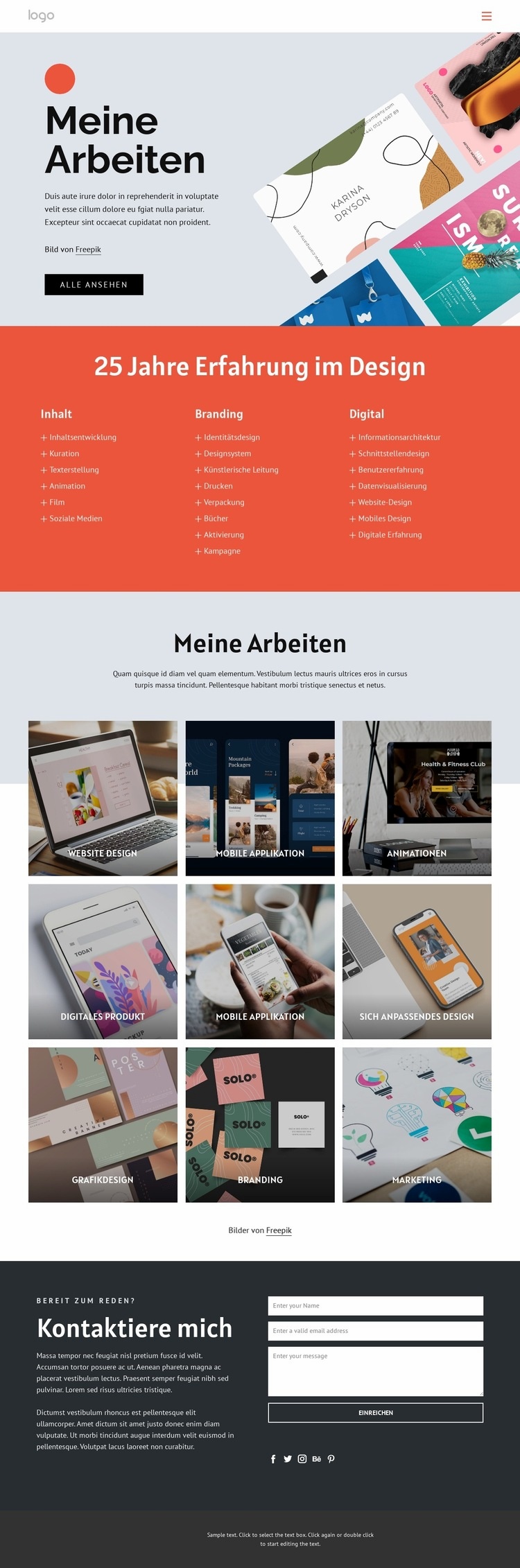 Kreatives Entwicklerportfolio HTML5-Vorlage