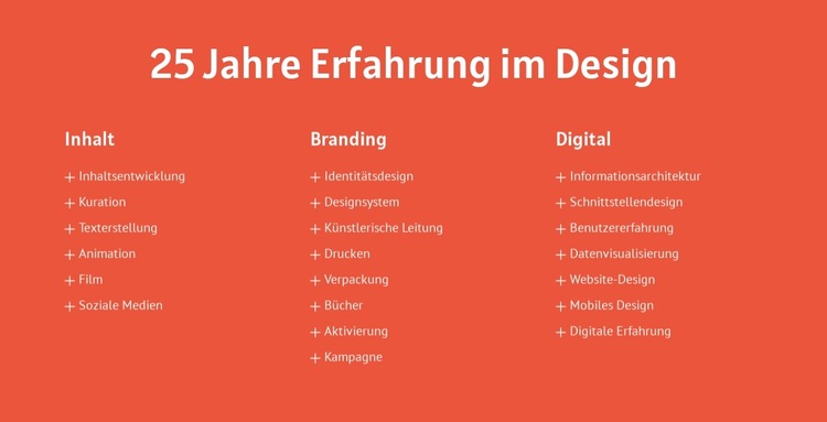 25 Jahre Erfahrung im Design Website-Vorlage