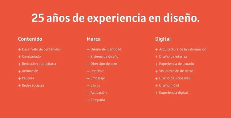 25 años de experiencia en diseño. Maqueta de sitio web