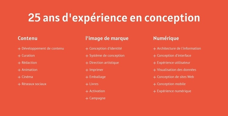 25 ans d'expérience en conception Conception de site Web