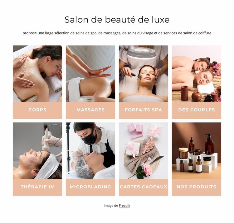 Salon de beauté de luxe Modèles de constructeur de sites Web