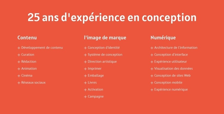 25 ans d'expérience en conception Modèles de constructeur de sites Web