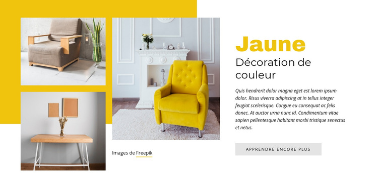 Décoration de couleur jaune Modèle de site Web