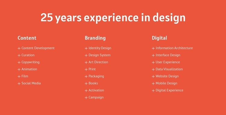 25 years experience in design Homepage Design