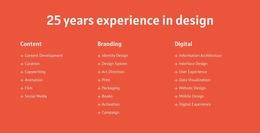 25 Years Experience In Design - Ready To Use HTML5 Template