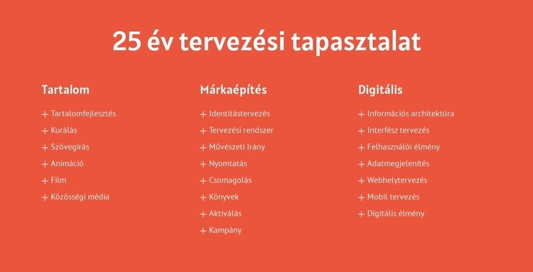 25 év tervezési tapasztalat HTML Sablon