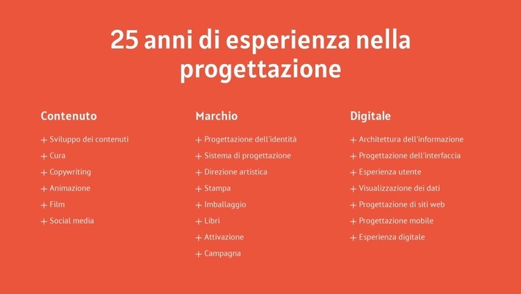 25 anni di esperienza nella progettazione Costruttore di siti web HTML