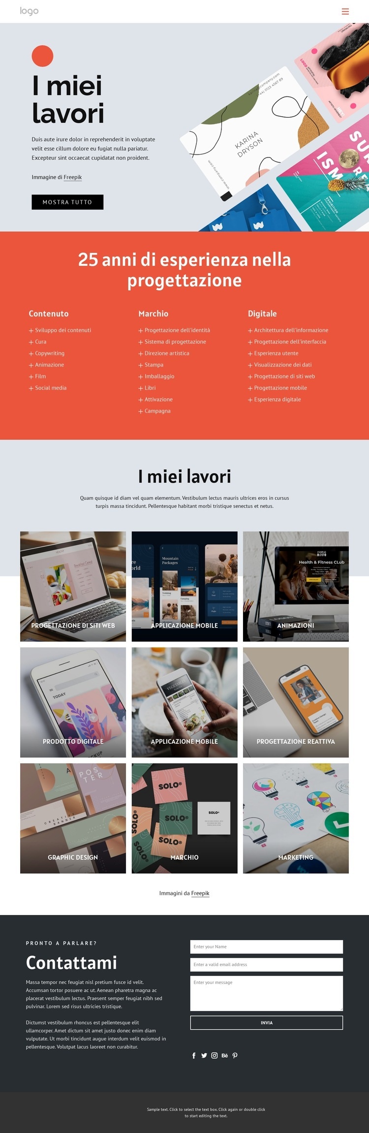 Portfolio di sviluppatori creativi Progettazione di siti web