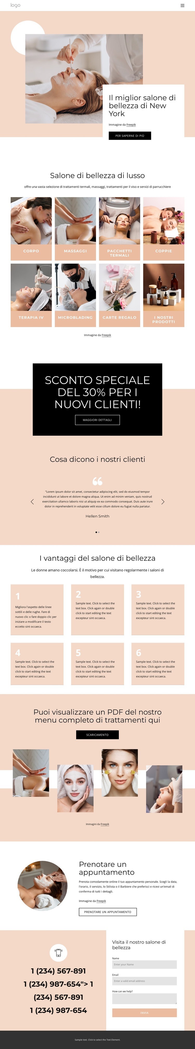 Il miglior salone di bellezza di New York Mockup del sito web