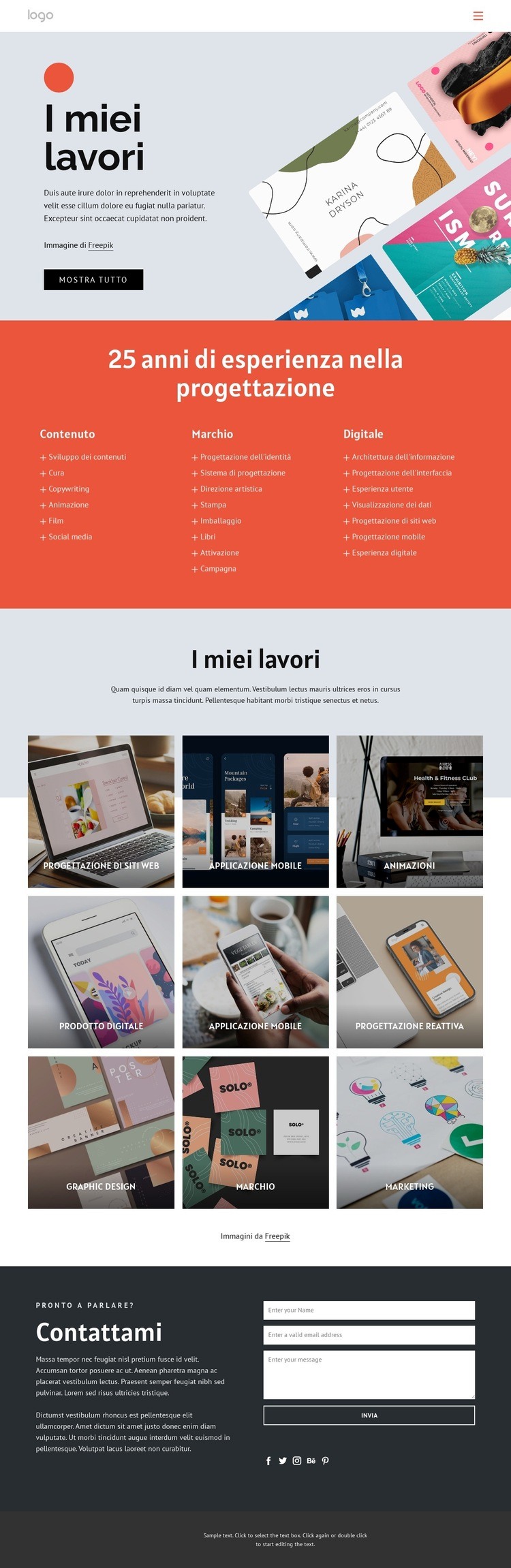 Portfolio di sviluppatori creativi Mockup del sito web