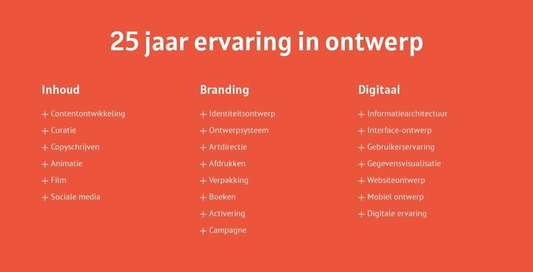 25 jaar ervaring in ontwerp Bestemmingspagina