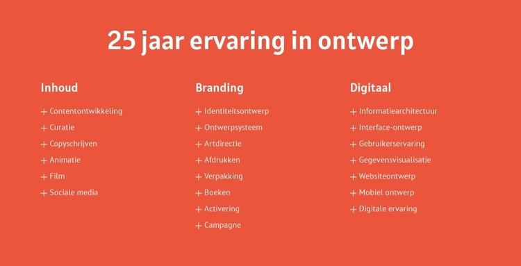 25 jaar ervaring in ontwerp Joomla-sjabloon