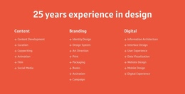 25 Years Experience In Design - Free Template