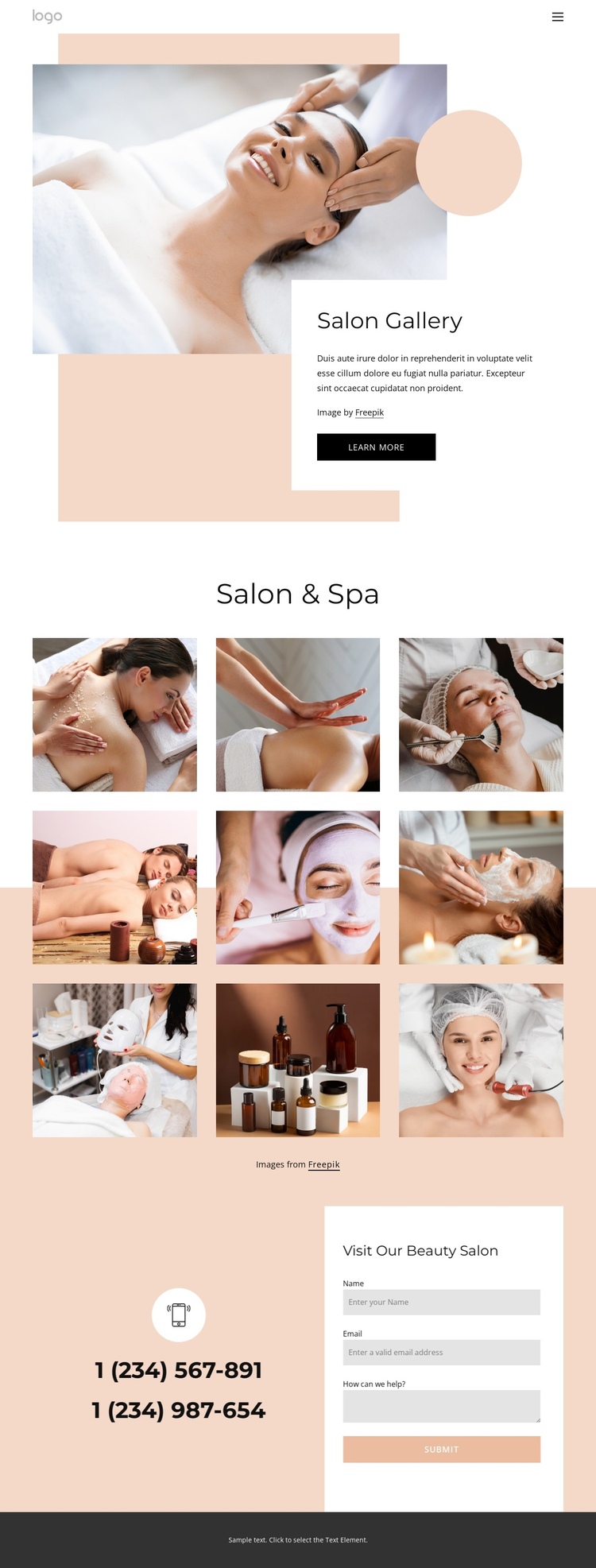 Beauty salon gallery One Page Template