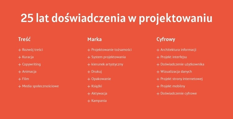 25 lat doświadczenia w projektowaniu Makieta strony internetowej