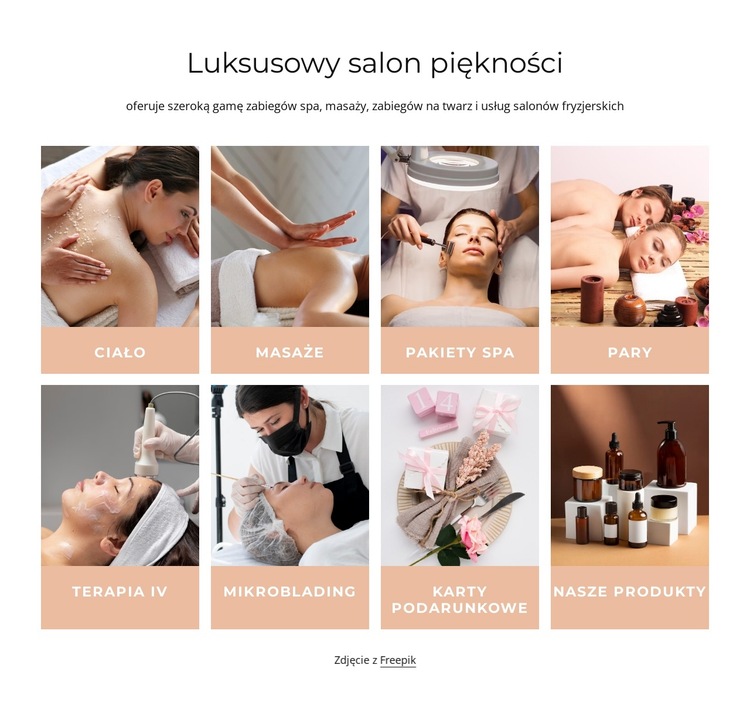 Luksusowy salon kosmetyczny Szablon witryny sieci Web