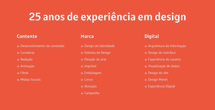 25 anos de experiência em design Template CSS