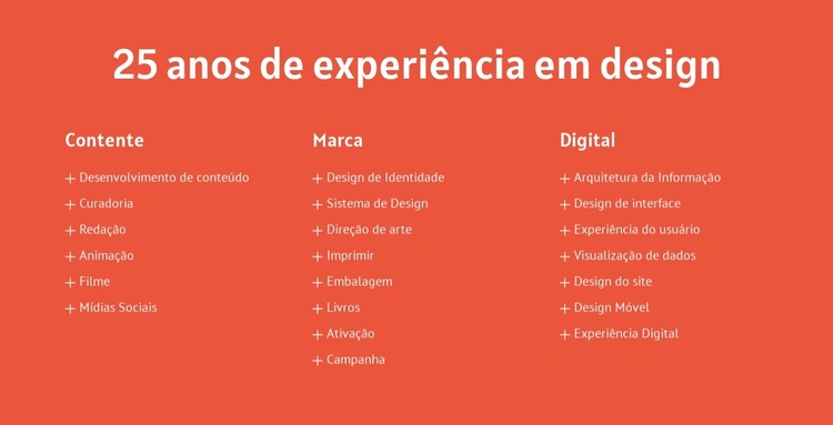 25 anos de experiência em design Tema WordPress