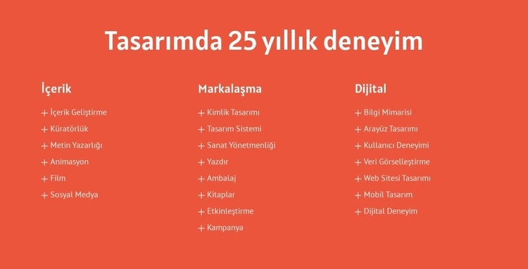 Tasarımda 25 yıllık deneyim Açılış sayfası