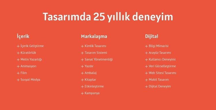 Tasarımda 25 yıllık deneyim HTML5 Şablonu