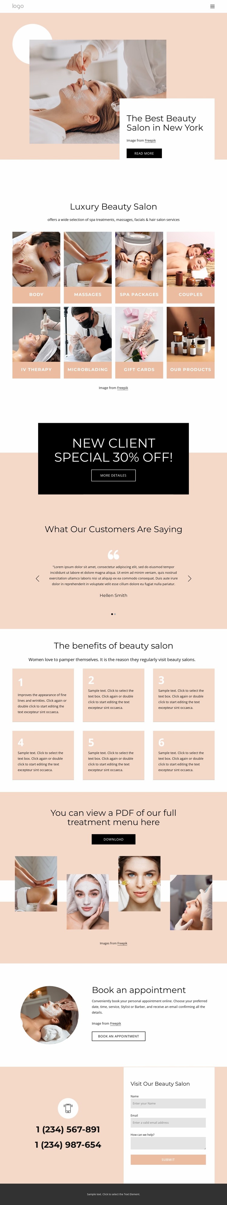 The best beauty salon in NYC Website Mockup