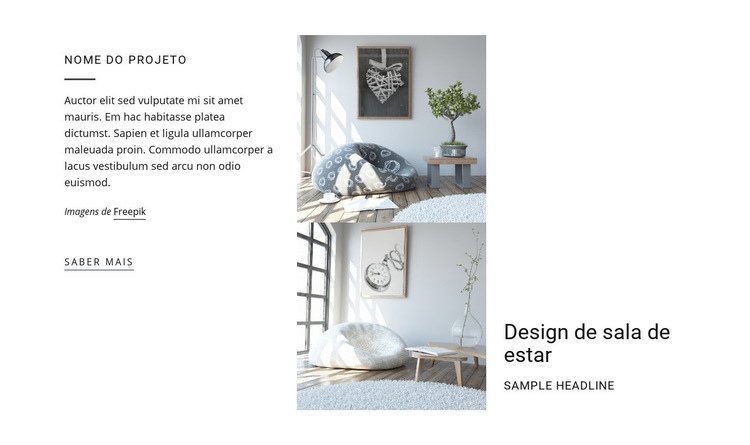 Design de sala de estar Maquete do site