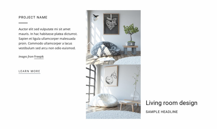 Living Room Design Website Mockup