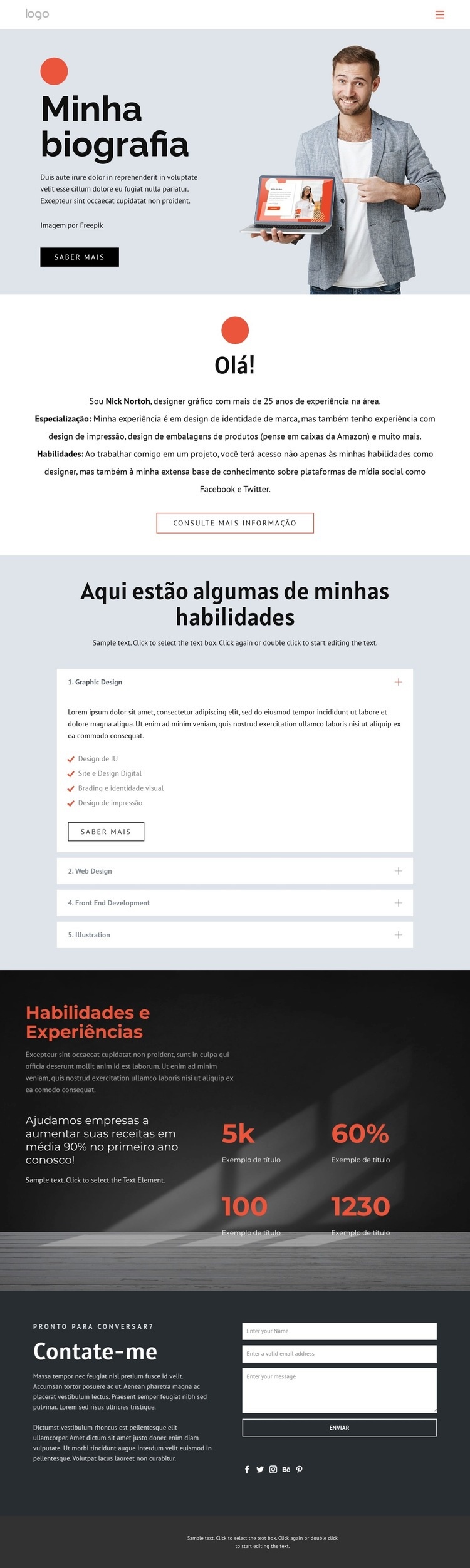 Minha biografia Construtor de sites HTML