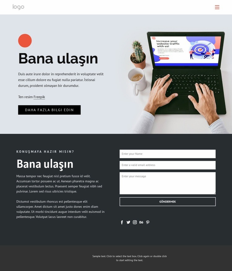 Ben bir web sitesi tasarımcısı ve geliştiricisiyim Açılış sayfası