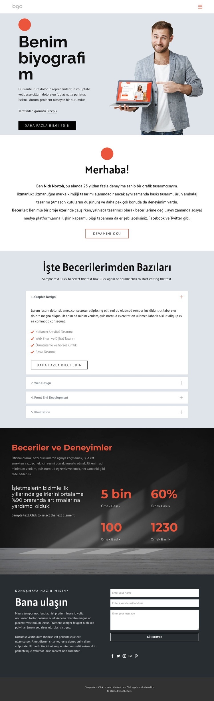 Benim biyografim Html Web Sitesi Oluşturucu