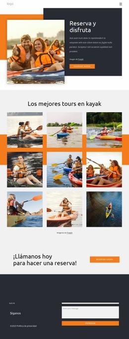 Plantilla De Una Página Para Excursiones Y Vacaciones En Kayak.