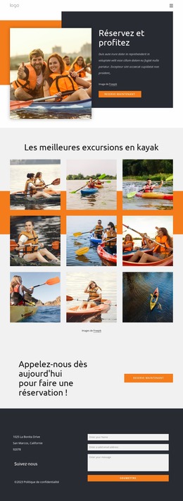 Excursions Et Vacances En Kayak - Modèle De Site Web Joomla