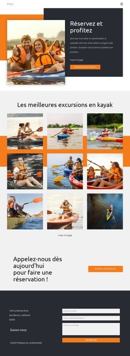 Modèle D'Une Page Pour Excursions Et Vacances En Kayak