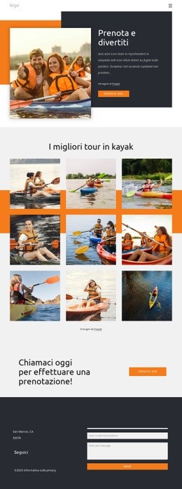 Modello Di Una Pagina Per Tour E Vacanze In Kayak