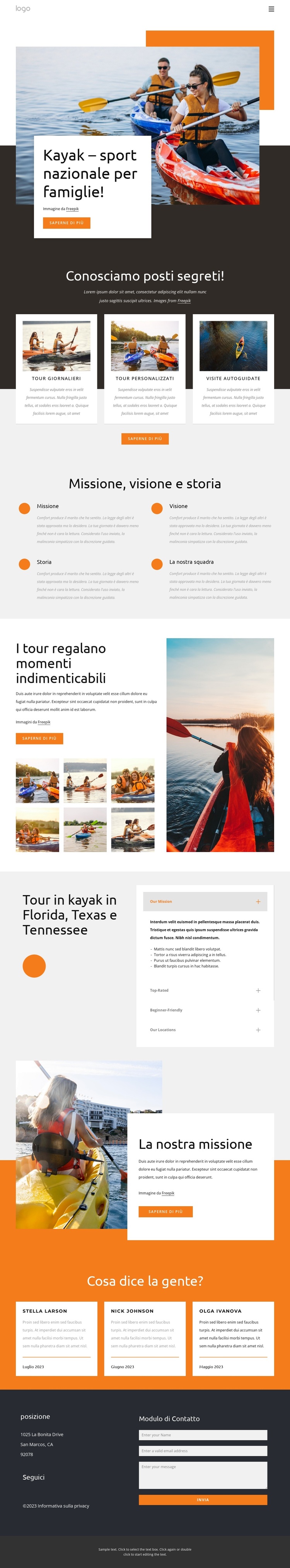 Kayak - sport nazionale per famiglie Tema WordPress