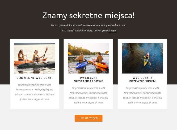 Znamy sekretne miejsca Kreator witryn internetowych HTML