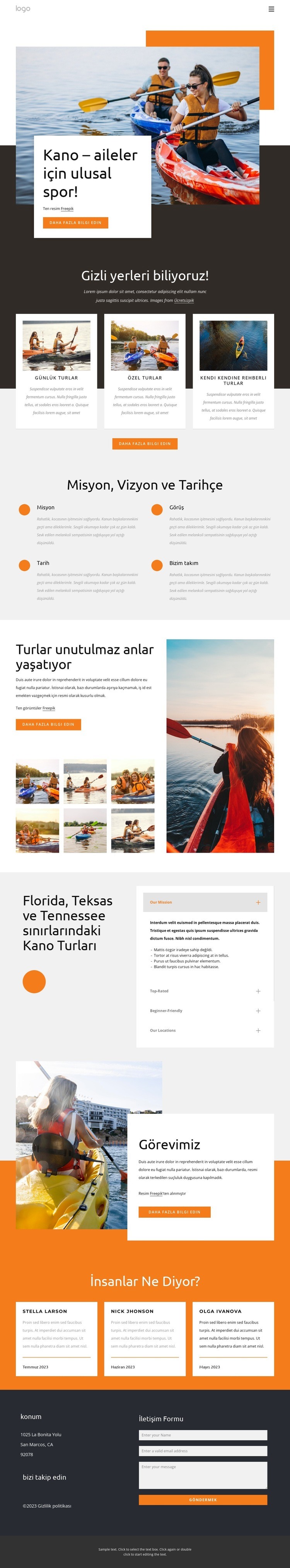 Kano - ailelere yönelik ulusal spor Web Sitesi Mockup'ı