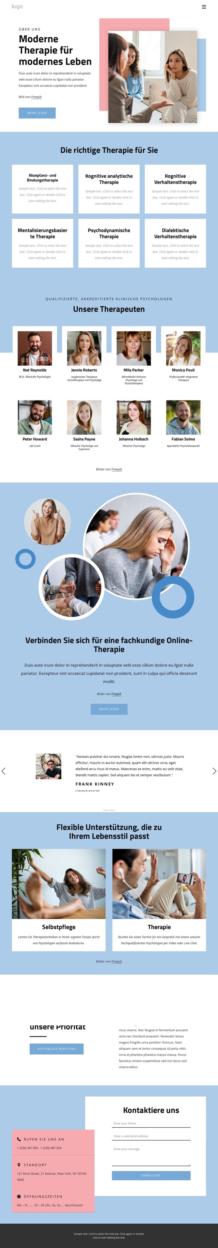 Moderne Therapie Eine Seitenvorlage