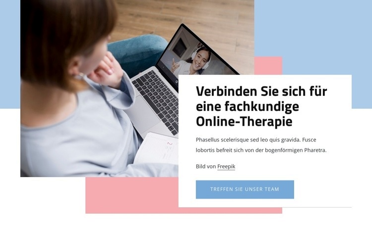 Verbinden Sie sich für eine fachkundige Online-Therapie Eine Seitenvorlage