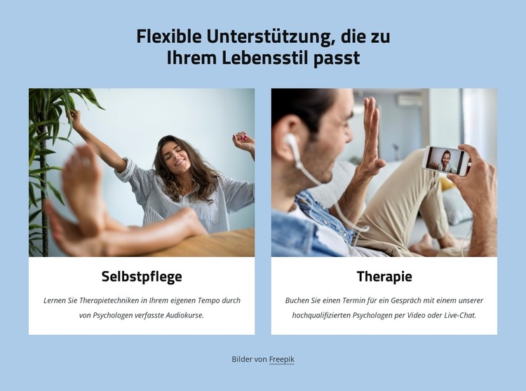 Flexible Unterstützung, die zu Ihrem Lebensstil passt HTML-Vorlage