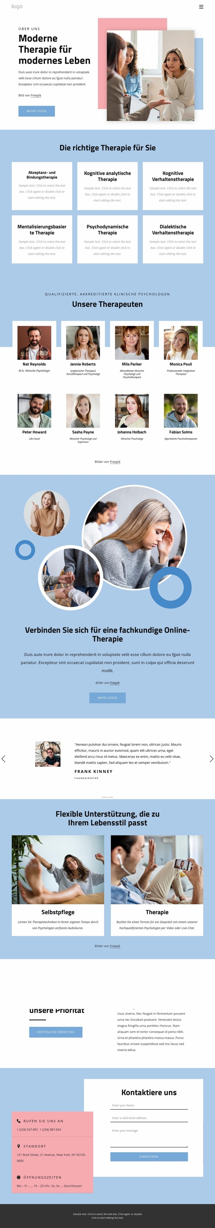 Moderne Therapie Website Builder-Vorlagen