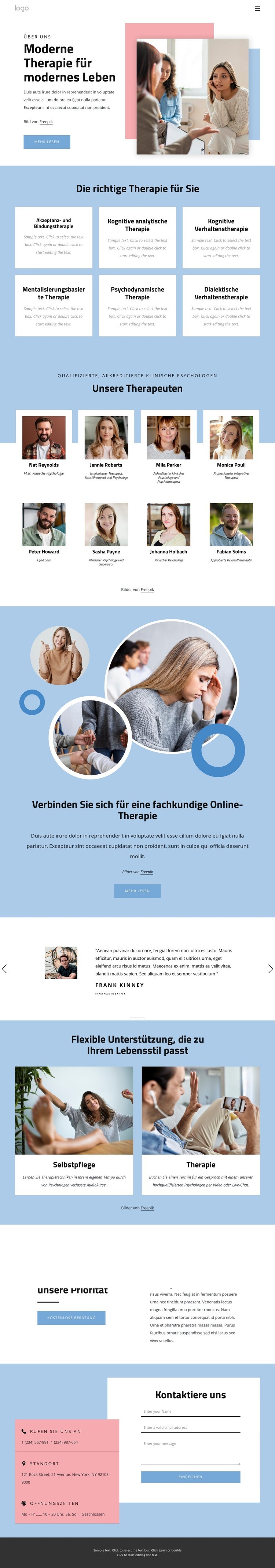 Moderne Therapie Landing Page
