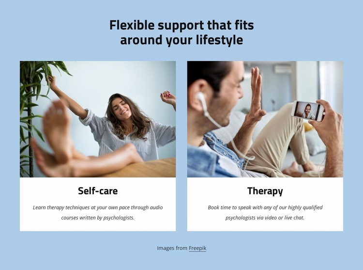 Flexible support that fits around your lifestyle Homepage Design