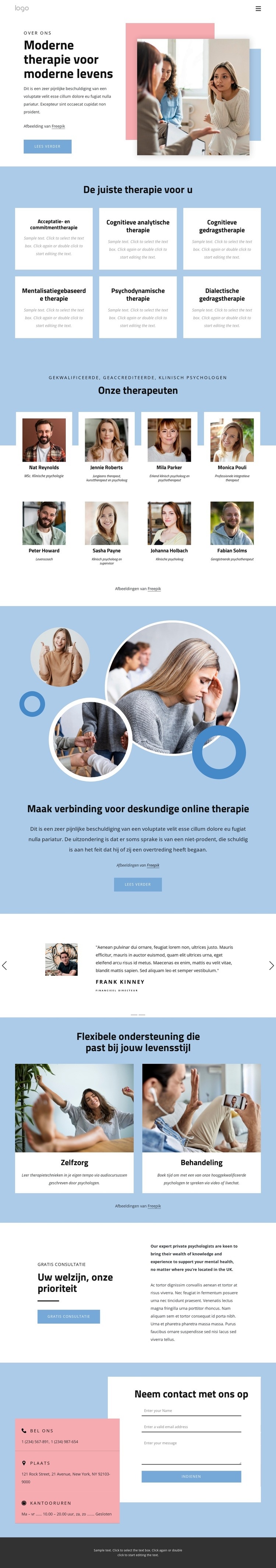 Moderne therapie Website mockup
