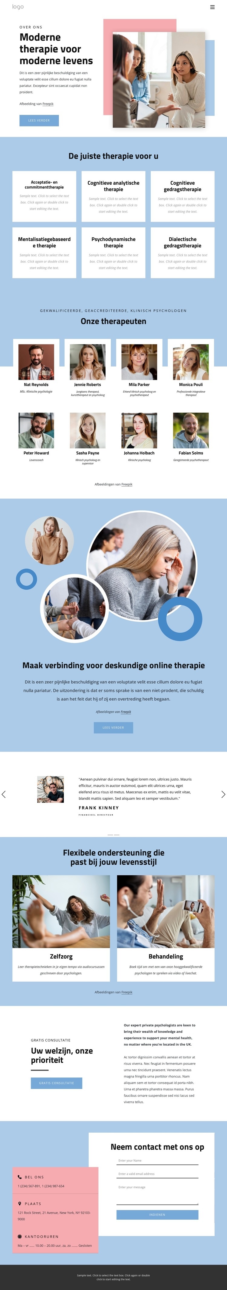 Moderne therapie Website ontwerp