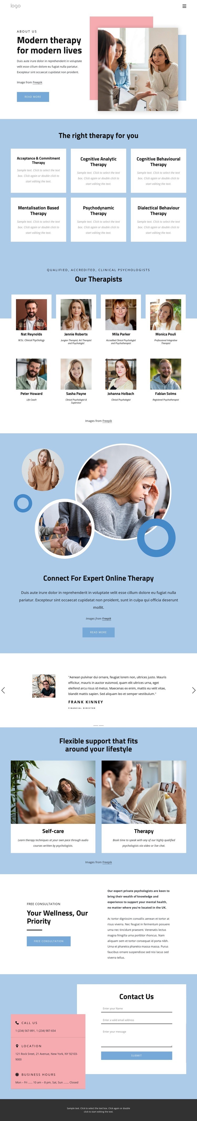 Modern terapi Html webbplatsbyggare