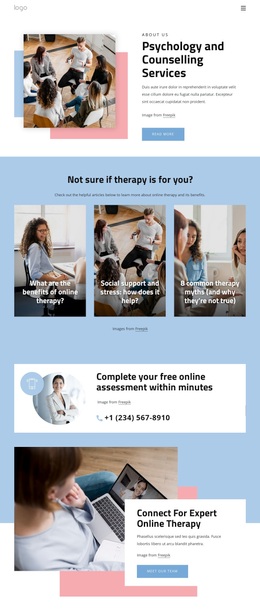 Psychology And Counselling Services - Templates Website Design