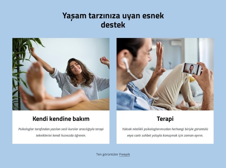 Yaşam tarzınıza uyan esnek destek Açılış sayfası