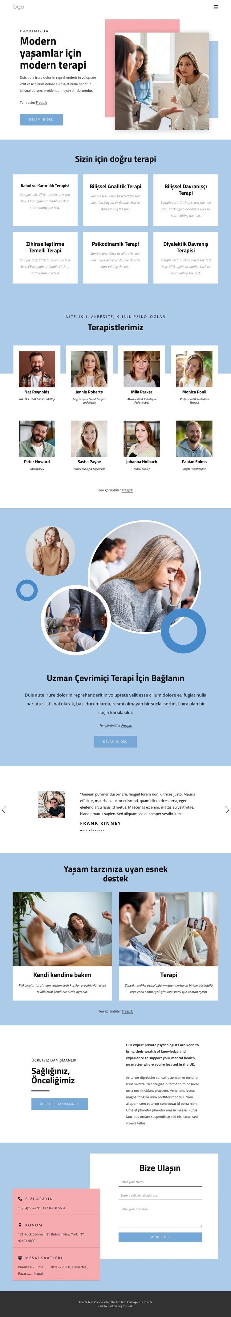 Modern terapi Açılış sayfası