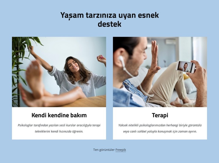 Yaşam tarzınıza uyan esnek destek HTML Şablonu